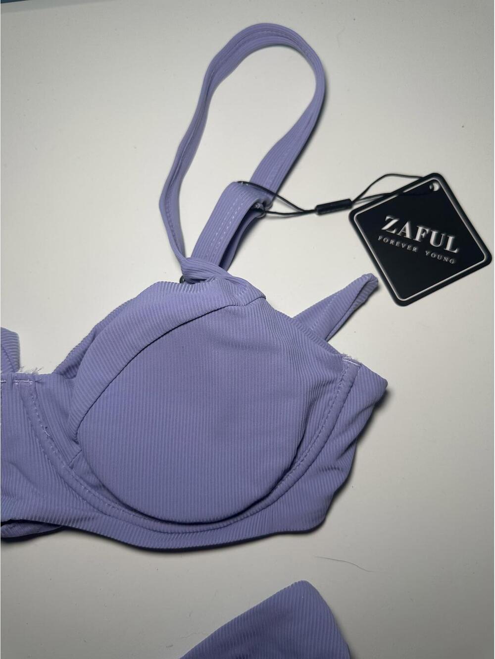 Zaful Lavender Ribbed Two-Piece Bikini Set - Picture 2 of 6
